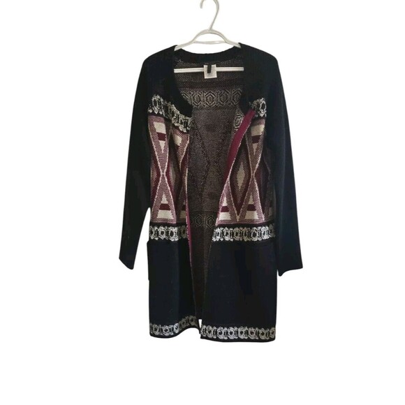 BCBG maxazria Multi Colored Aztec tribal southwestern Style Career cardigan M - Picture 2 of 11
